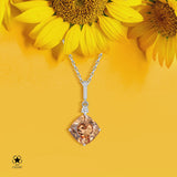 Silberkette mit Zirkonsteinen Für Damen 925er Silber mit Anhänger - Orange