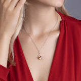 Silberkette mit Zirkonsteinen Für Damen 925er Silber mit Anhänger - Orange