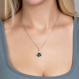 Silberkette mit Zirkonsteinen Für Damen 925er Silber mit Anhänger - Grün