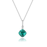 Silberkette mit Zirkonsteinen Für Damen 925er Silber mit Anhänger - Grün
