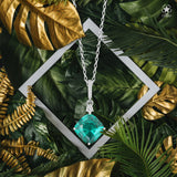 Silberkette mit Zirkonsteinen Für Damen 925er Silber mit Anhänger - Grün