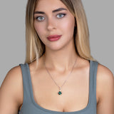 Silberkette mit Zirkonsteinen Für Damen 925er Silber mit Anhänger - Grün