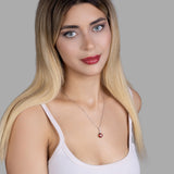 Silberkette mit Zirkonsteinen Für Damen 925er Silber mit Anhänger - Rot