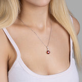 Silberkette mit Zirkonsteinen Für Damen 925er Silber mit Anhänger - Rot