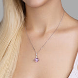 Silberkette mit Zirkonsteinen Für Damen 925er Silber mit Anhänger - Rosa