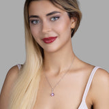 Silberkette mit Zirkonsteinen Für Damen 925er Silber mit Anhänger - Rosa
