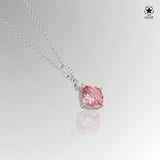 Silberkette mit Zirkonsteinen Für Damen 925er Silber mit Anhänger - Rosa