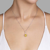 Silberkette mit Zirkonsteinen Für Damen 925er Silber mit Anhänger - Gelb