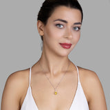 Silberkette mit Zirkonsteinen Für Damen 925er Silber mit Anhänger - Gelb