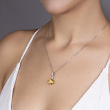 Silberkette mit Zirkonsteinen Für Damen 925er Silber mit Anhänger - Gelb
