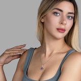 Silberkette mit Zirkonsteinen Für Damen 925er Silber mit Anhänger - Violett