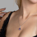 Silberkette mit Zirkonsteinen Für Damen 925er Silber mit Anhänger - Violett