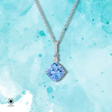 Silberkette mit Zirkonsteinen Für Damen 925er Silber mit Anhänger - Blau