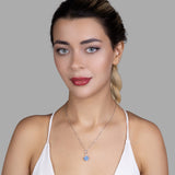 Silberkette mit Zirkonsteinen Für Damen 925er Silber mit Anhänger - Blau
