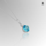 Silberkette mit Zirkonsteinen Für Damen 925er Silber mit Anhänger - Blau