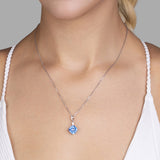 Silberkette mit Zirkonsteinen Für Damen 925er Silber mit Anhänger - Blau