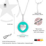 Herz Halskette Emaille Für Damen 925er Silber mit Anhänger - Turkis