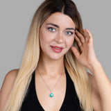 Herz Halskette Emaille Für Damen 925er Silber mit Anhänger - Turkis