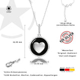 Herz Halskette Emaille Für Damen 925er Silber mit Anhänger - Schwarz