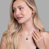 Herz Halskette Emaille Für Damen 925er Silber mit Anhänger - Schwarz