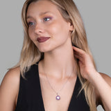 Herz Halskette Emaille Für Damen 925er Silber mit Anhänger - Pastell-Lila