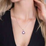 Herz Halskette Emaille Für Damen 925er Silber mit Anhänger - Pastell-Lila