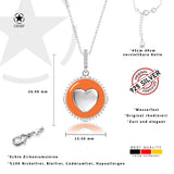 Herz Halskette Emaille Für Damen 925er Silber mit Anhänger - Orange