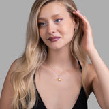 Herz Halskette Emaille Für Damen 925er Silber mit Anhänger - Orange