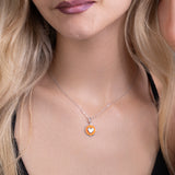 Herz Halskette Emaille Für Damen 925er Silber mit Anhänger - Orange