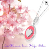 Herz Halskette Emaille Für Damen 925er Silber mit Anhänger - Rosa
