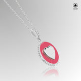 Herz Halskette Emaille Für Damen 925er Silber mit Anhänger - Rosa