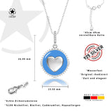 Herz Halskette Emaille Für Damen 925er Silber mit Anhänger - Blau