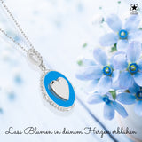 Herz Halskette Emaille Für Damen 925er Silber mit Anhänger - Blau