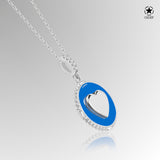 Herz Halskette Emaille Für Damen 925er Silber mit Anhänger - Blau