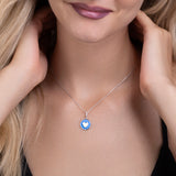 Herz Halskette Emaille Für Damen 925er Silber mit Anhänger - Blau