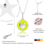 Herz Halskette Emaille Für Damen 925er Silber mit Anhänger - Neongelb