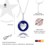 Herz Halskette Emaille Für Damen 925er Silber mit Anhänger - Dunkelblau