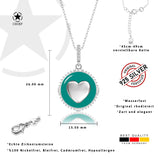 Herz Halskette Emaille Für Damen 925er Silber mit Anhänger - Grün
