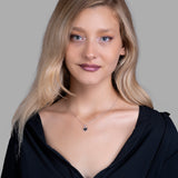 Mini Herz Halskette Emaille Für Damen 925er Silber mit Anhänger - Schwarz