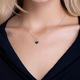 Mini Herz Halskette Emaille Für Damen 925er Silber mit Anhänger - Schwarz
