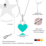 Mini Herz Halskette Emaille Für Damen 925er Silber mit Anhänger - Turkis