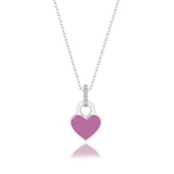 Mini Herz Halskette Emaille Für Damen 925er Silber mit Anhänger - Pastell-Lila