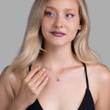 Mini Herz Halskette Emaille Für Damen 925er Silber mit Anhänger - Pastell-Lila