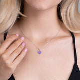 Mini Herz Halskette Emaille Für Damen 925er Silber mit Anhänger - Pastell-Lila