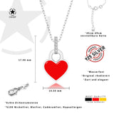 Mini Herz Halskette Emaille Für Damen 925er Silber mit Anhänger - Rot