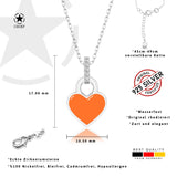 Mini Herz Halskette Emaille Für Damen 925er Silber mit Anhänger - Orange