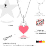 Mini Herz Halskette Emaille Für Damen 925er Silber mit Anhänger - Rosa