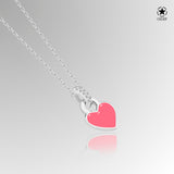 Mini Herz Halskette Emaille Für Damen 925er Silber mit Anhänger - Rosa