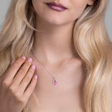 Mini Herz Halskette Emaille Für Damen 925er Silber mit Anhänger - Rosa
