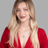 Mini Herz Halskette Emaille Für Damen 925er Silber mit Anhänger - Blau